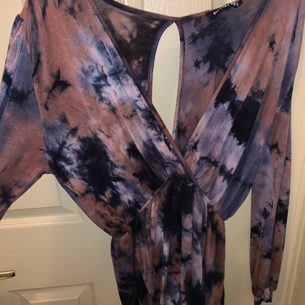 Plunge tie dye romper
